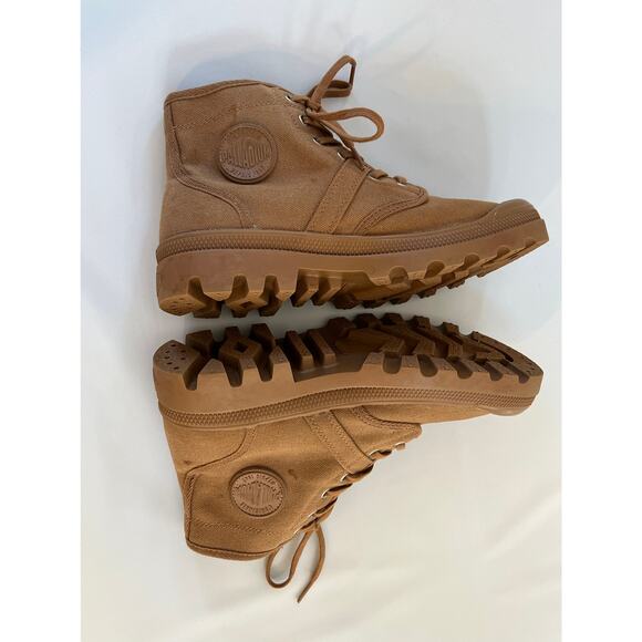 Palladium Pallabrousse Lace Up Boots Mens Size 8.5 Tan Brown Utility Outdoor - Picture 10 of 13